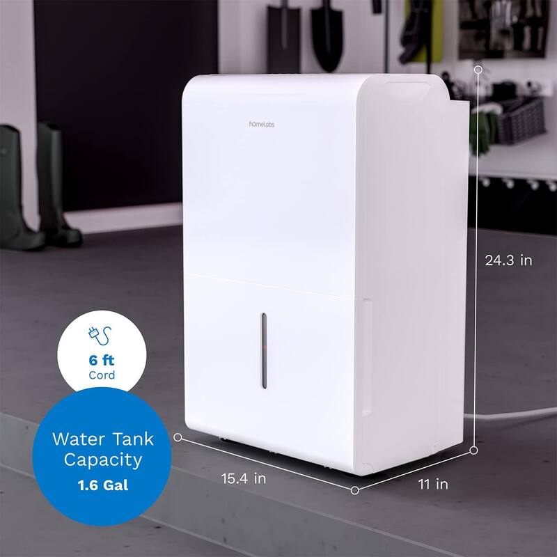hOmeLabs 3000 Sq. Ft. Dehumidifier - Ideal for Medium to Large Bedrooms and Home Basements - 35 Pint - 35 Pint