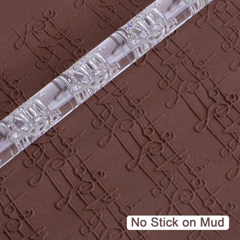 Acrylic Embossed Rolling Pin 16cm x 1cm Small Musical Note Pattern - Transparent