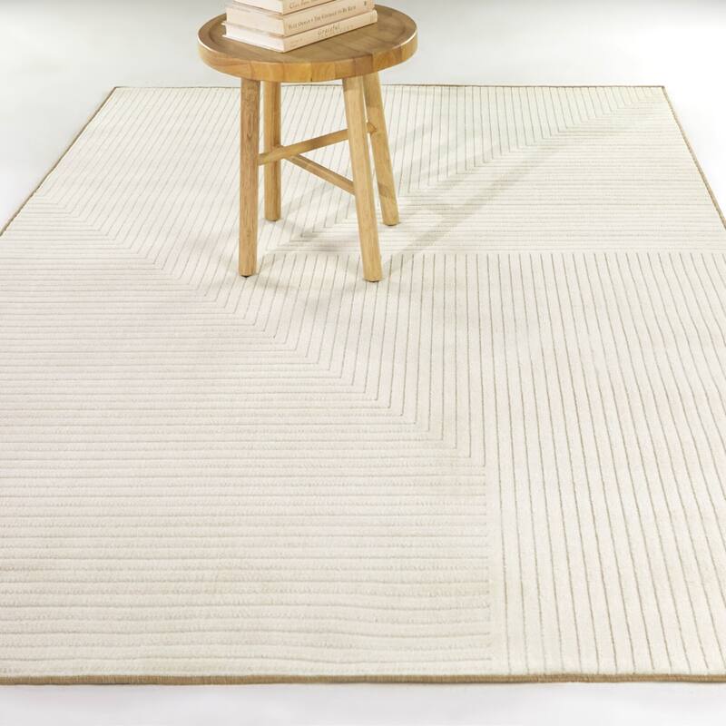 Folin Modern Striped Area Rug - 5'3" x 7' - Cream