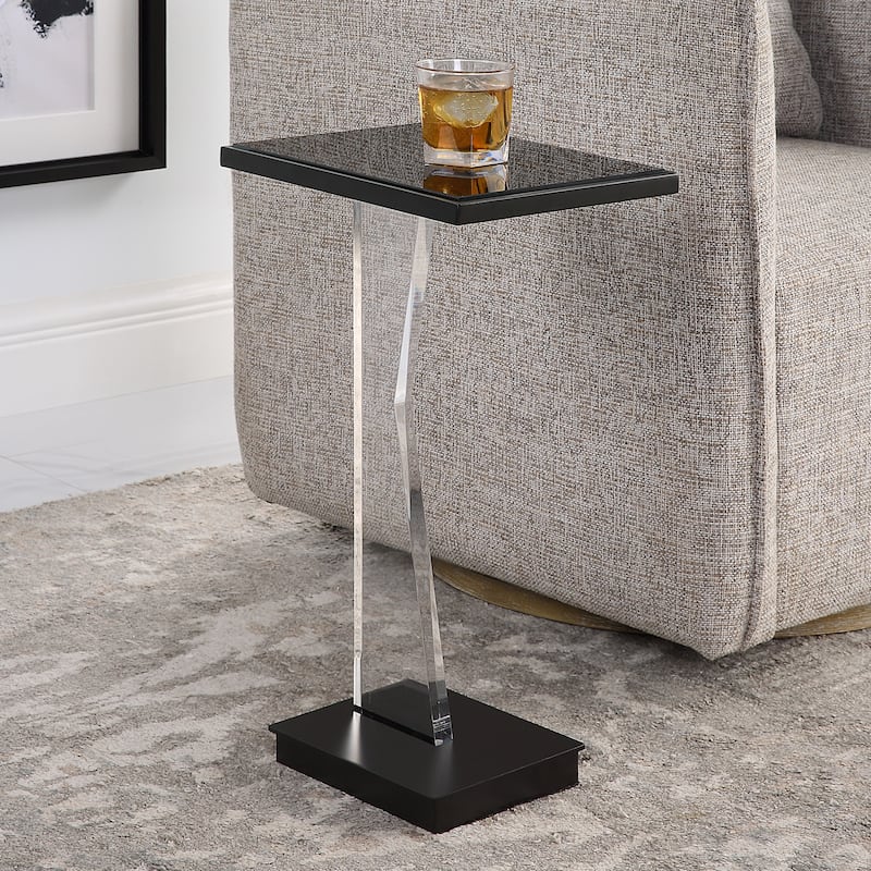Uttermost 22914 Angle 10" Wide Glass Top and Metal Accent Table