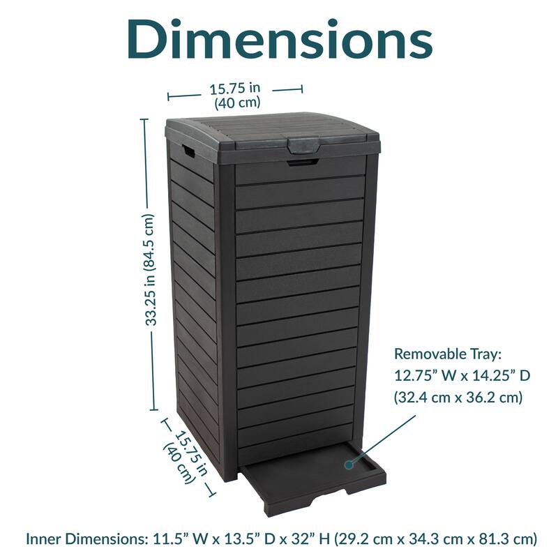 Sunnydaze 39-Gallon Patio Trash Can with Lid - Black