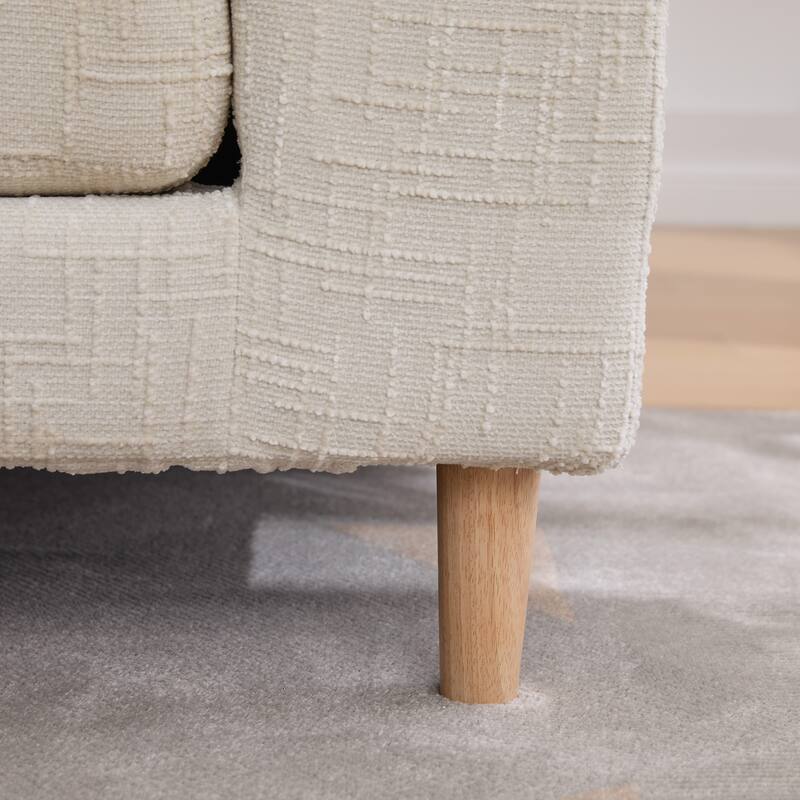83" Wide Chenille Upholstered End of Bed Bench with Rubber Wood Legs