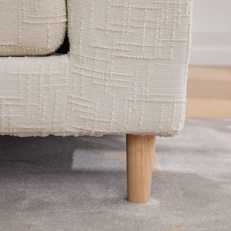 Modern 83.1" Upholstered End of Bed Bench with Armrests, Chenille Accent Reading Bench with Pillows and Wood Legs for Bedroom