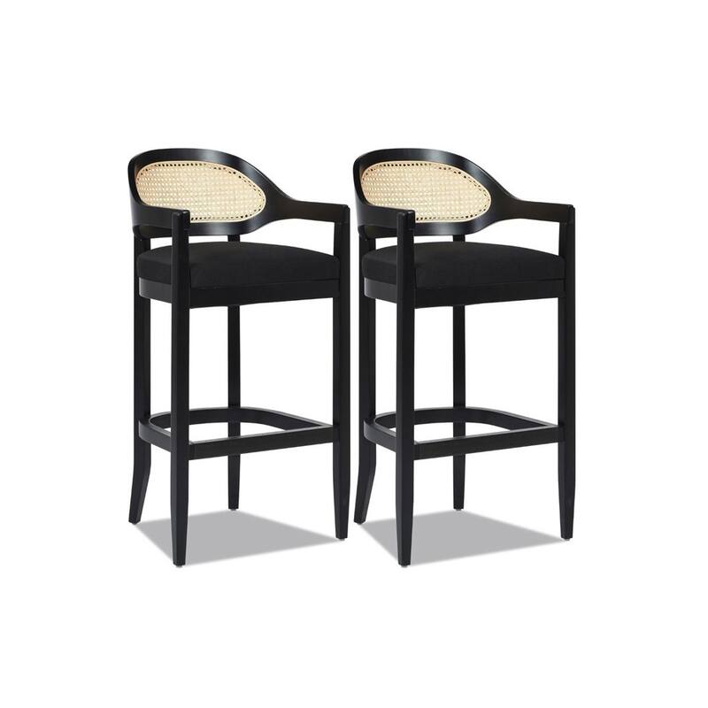 Americana Mid-Century Modern Rattan Cane Back Counter and Bar Stool