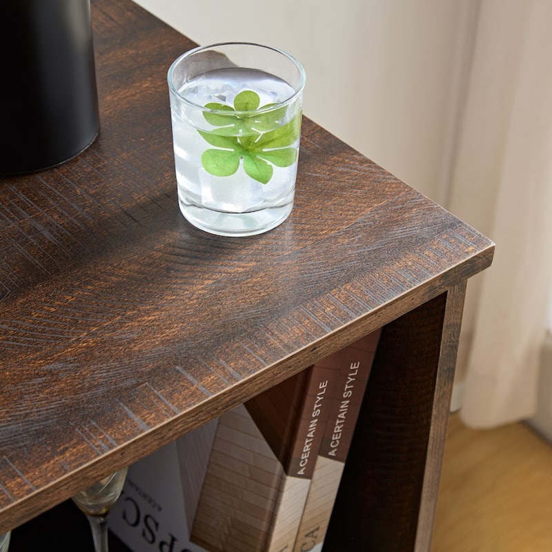 Rustic Bar Cabinet with 9-Bottle Wine Rack, Adjustable Shelves, and Barn Door Design