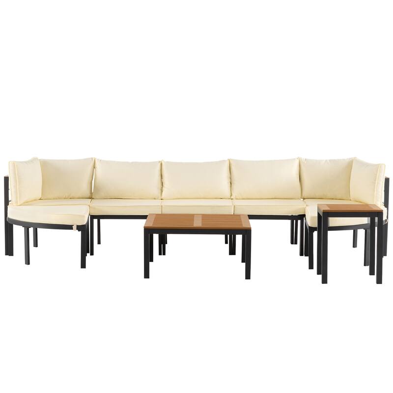 Modern Outdoor Conversation Set w/ Cushions, Patio Sectional Sofa Set
