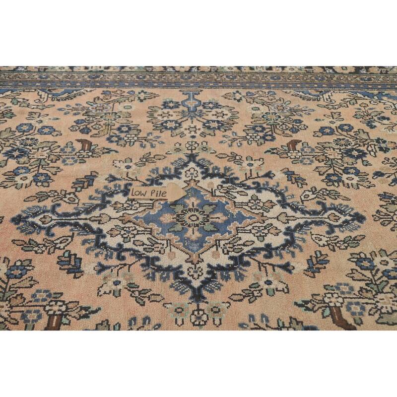 Hand Knotted Oriental 100% Wool Carpet Traditional Floral Peach Hamedan Area Rug - 9' 10'' X 6' 11''