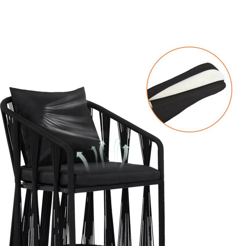 XINMICS 3 Pieces Outdoor Patio Furniture Set Woven Rope Chairs with Table and Soft Cushions