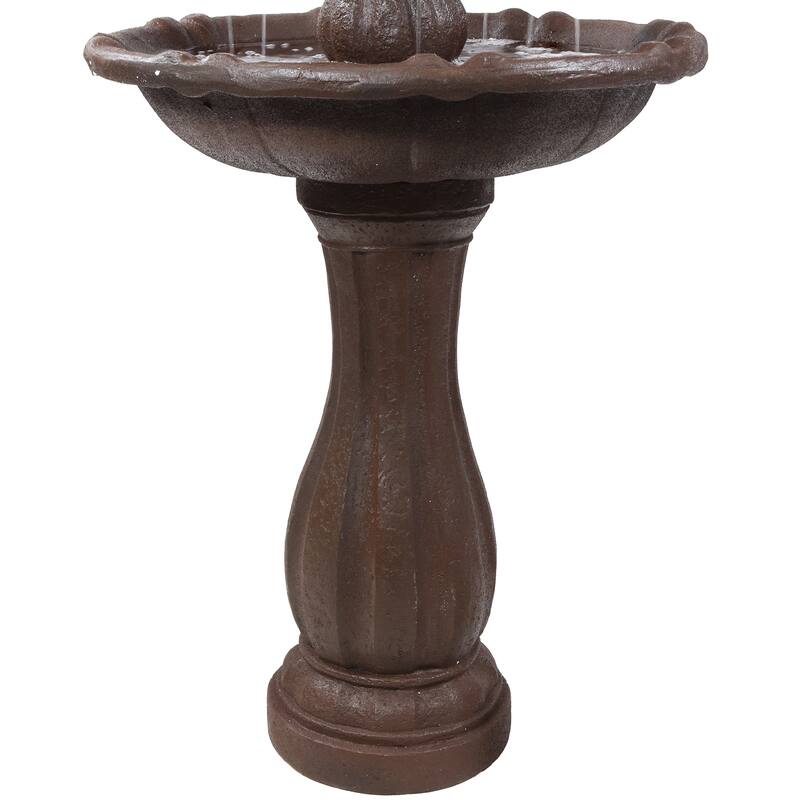 2-Tier Pineapple Solar Outdoor Water Fountain w/ Battery - 46" - Rust - 46-Inch