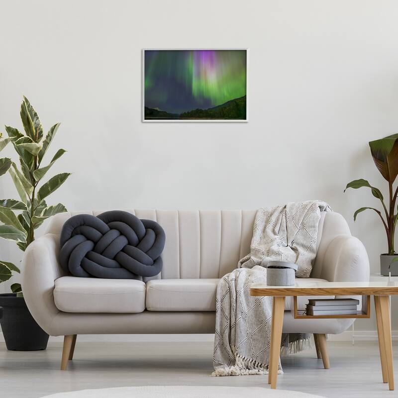 Stupell Green Glowing Northern Lights Framed Giclee Art Design By Nancy Crowell