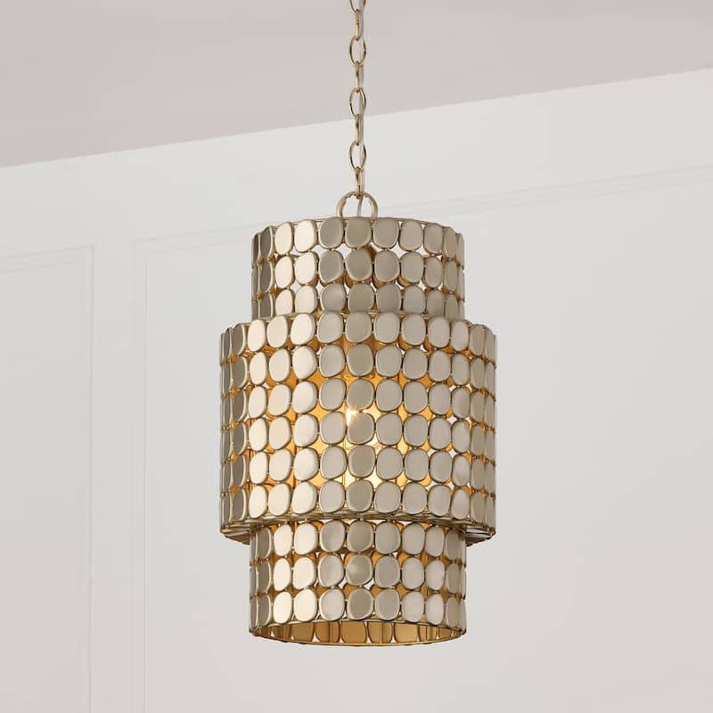 13" W x 21" H 1-Light Medallion Cylindrical Pendant - 13"W x 21.25"H