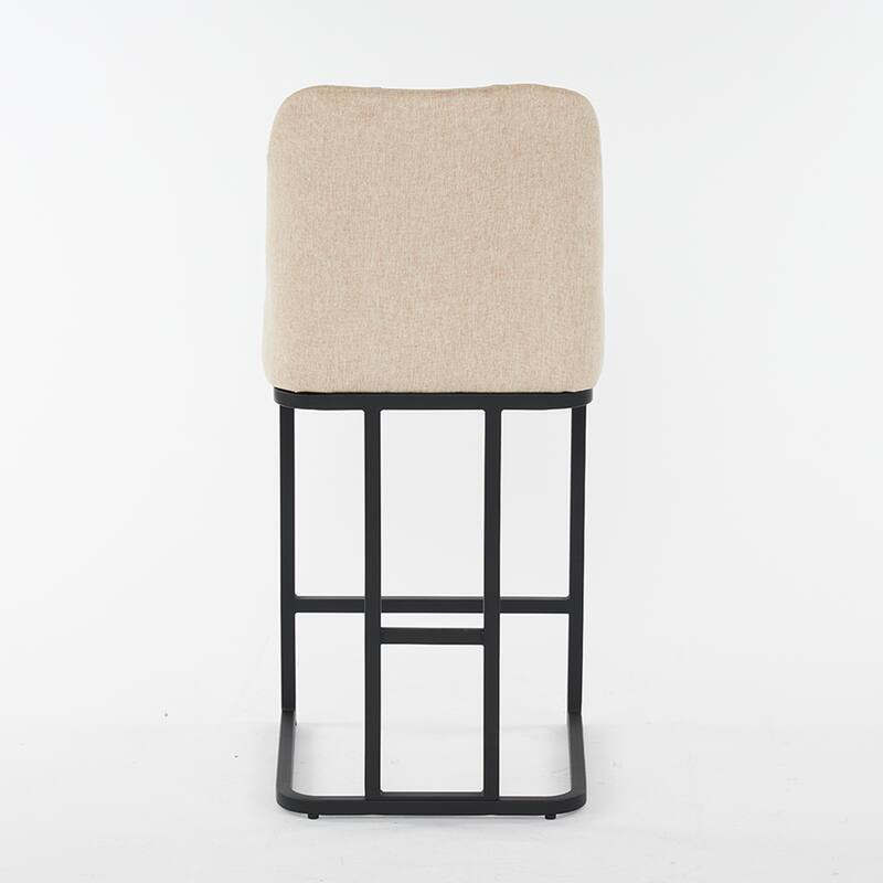 Bar Stool Set of 2, Upholstered Bar Stool with Button-Tufted Backrest, Counter Height Armless Chair with Sturdy Metal Frame