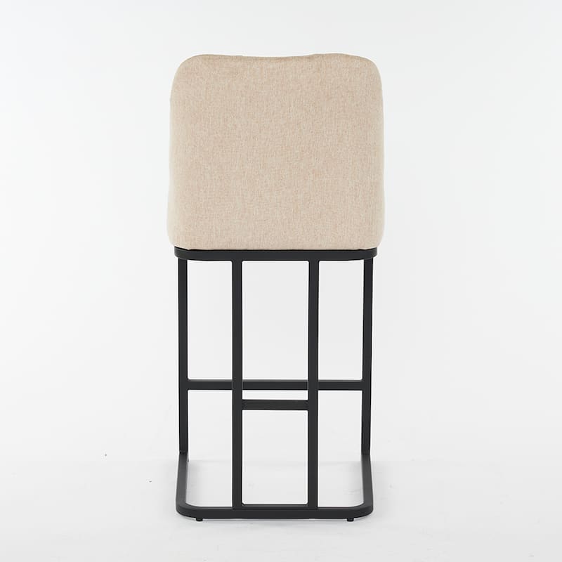 Counter Height Bar Stools Set of 2, 25.2'' Upholstered Bar Stools with Button-Tufted Backrest & Metal Frame for Kitchen, Bar