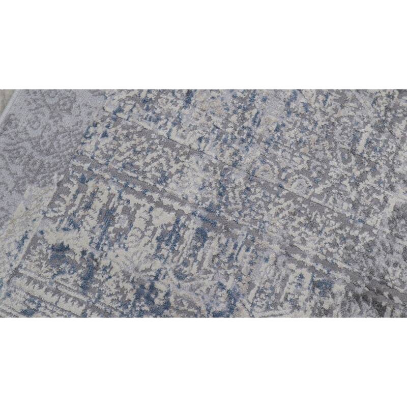 Vintage Distressed Mandala Grey Blue Rug