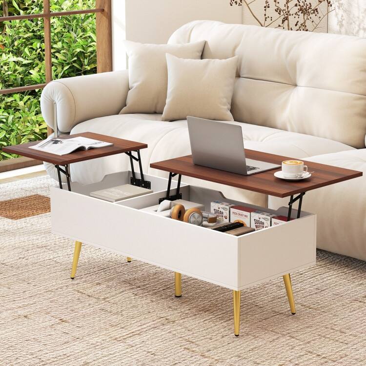 47 Inch Lift Top Coffee Table with 2 Hidden Compartments - 47" x 19" x 16.5"