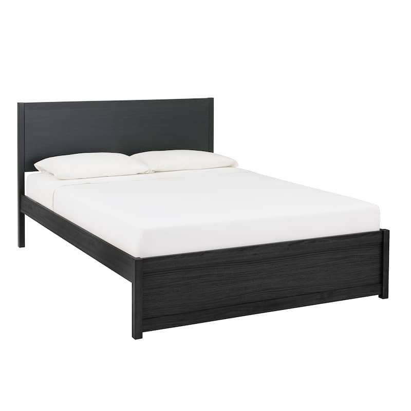 Wimberley Wood Finish Panel Platform Queen Bed by iNSPIRE Q Modern - Solid Panel Headboard-Black