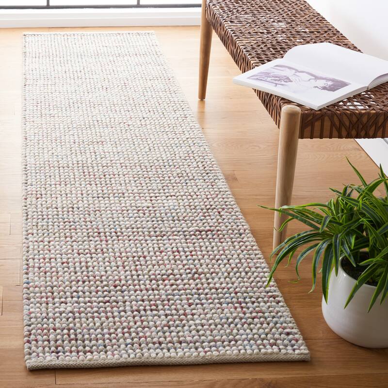 SAFAVIEH Handmade Vermont Coretta Wool Rug - 2'3" x 8' Runner - Ivory/Grey