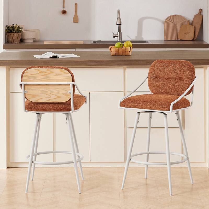 Art Leon Mid-century Modern Fabric Swivel Barstool