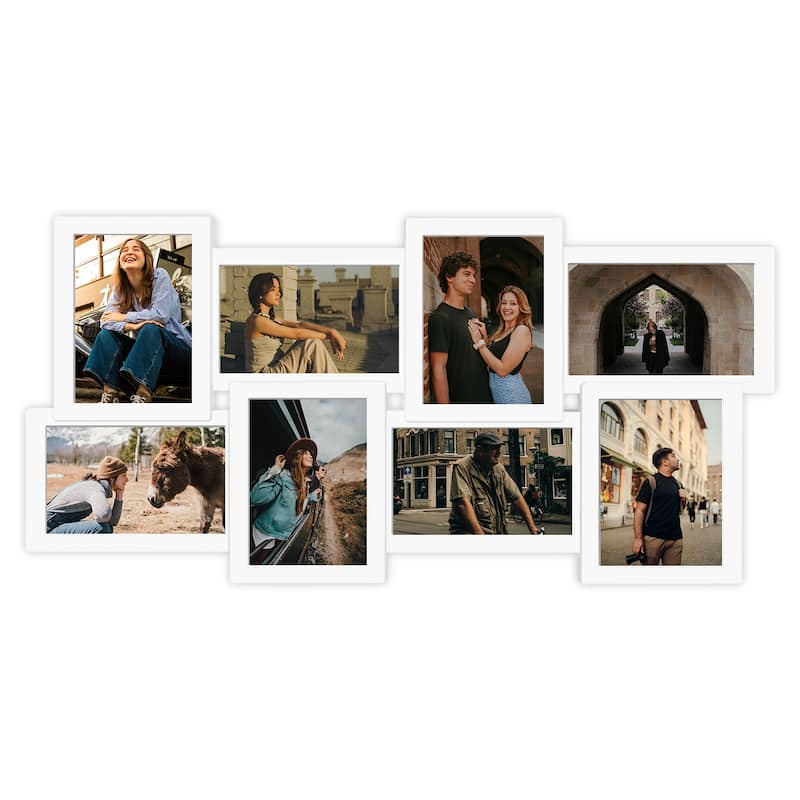 HELLO LAURA Retro 8-Opening 4"x6" Gray PVC Collage Photo Wall Frame Showcase