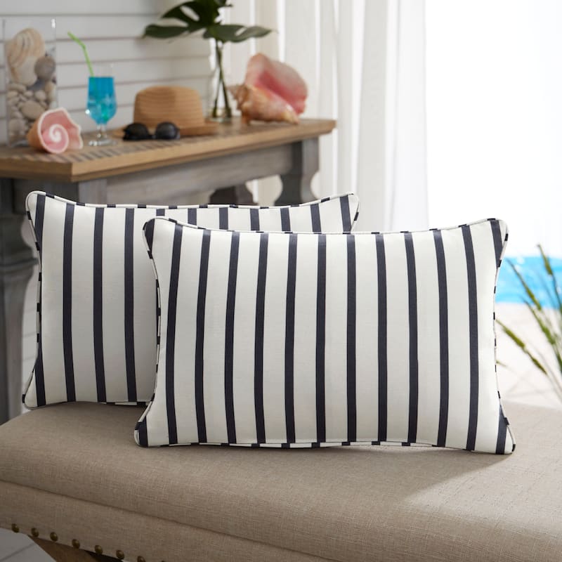 Sunbrella Lido Indigo Corded Indoor/ Outdoor Pillows (Set of 2)