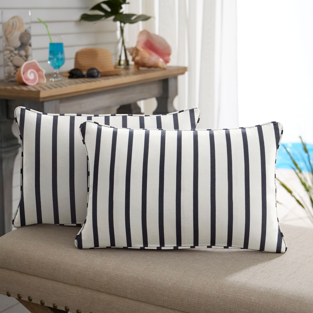 Sunbrella Lido Indigo Corded Indoor/ Outdoor Pillows (Set of 2)