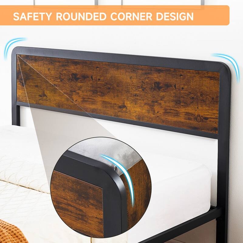 Bed Frame with Sturdy Metal Slats Support