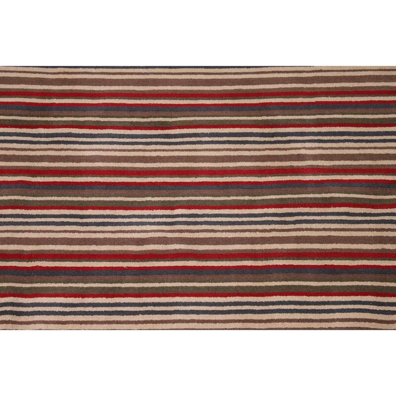 Multi-Color Striped Gabbeh Oriental Area Rug Handmade Wool Carpet - 5'1"x 8'4"