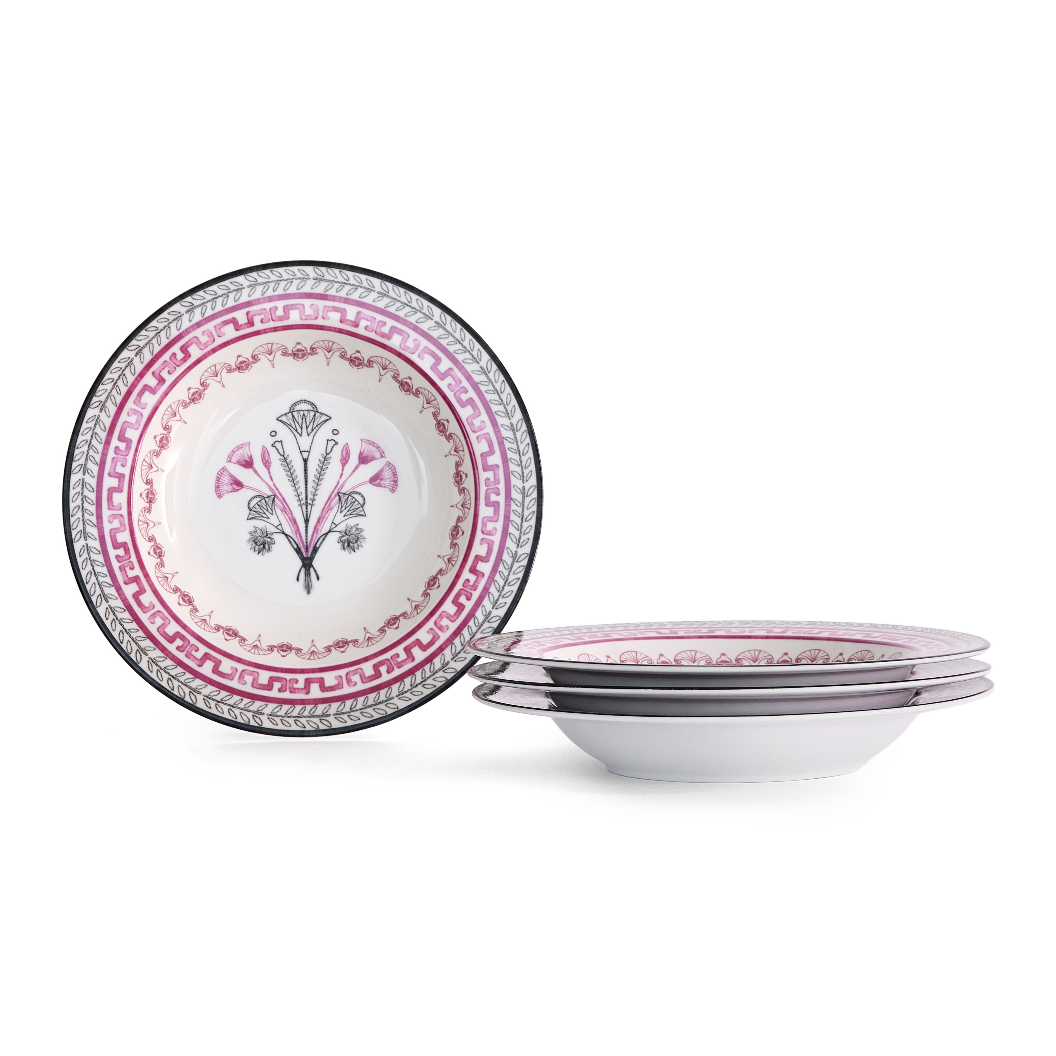 Marchesa Serengeti 4-Piece Porcelain Pasta Bowl Set, Multicolored