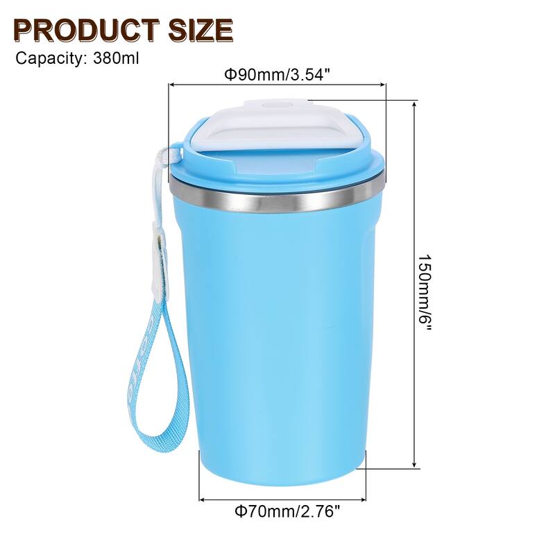 Insulated Travel Mug, 13 Oz Coffee Cup with Leakproof Lid and Lanyard
