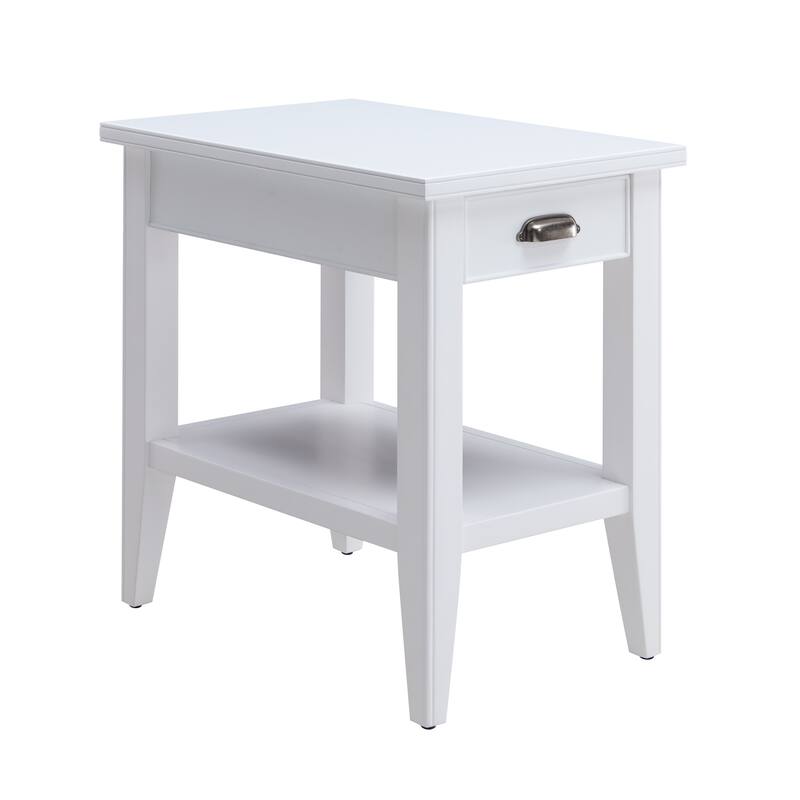 Laurent Narrow Solid Wood Side End Table with Shelf
