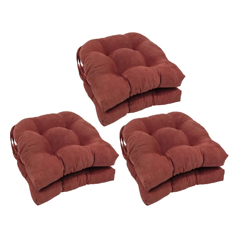 16-inch U-shaped Indoor Microsuede Chair Cushions (Set of 2, 4, or 6) - Set of 6 - Red Wine