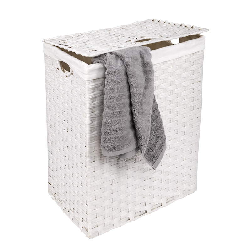 Seville Classics Lidded Foldable Portable Rectangular Laundry Hamper Basket with Washable Liner