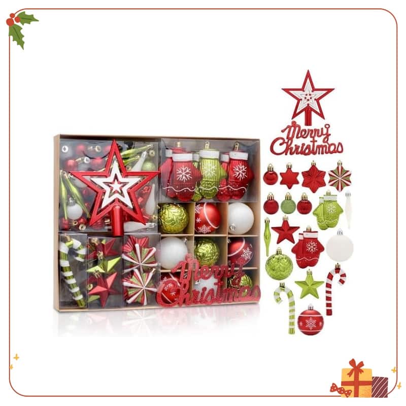 70 Shatterproof Christmas Ball Ornaments Set - N/A - White