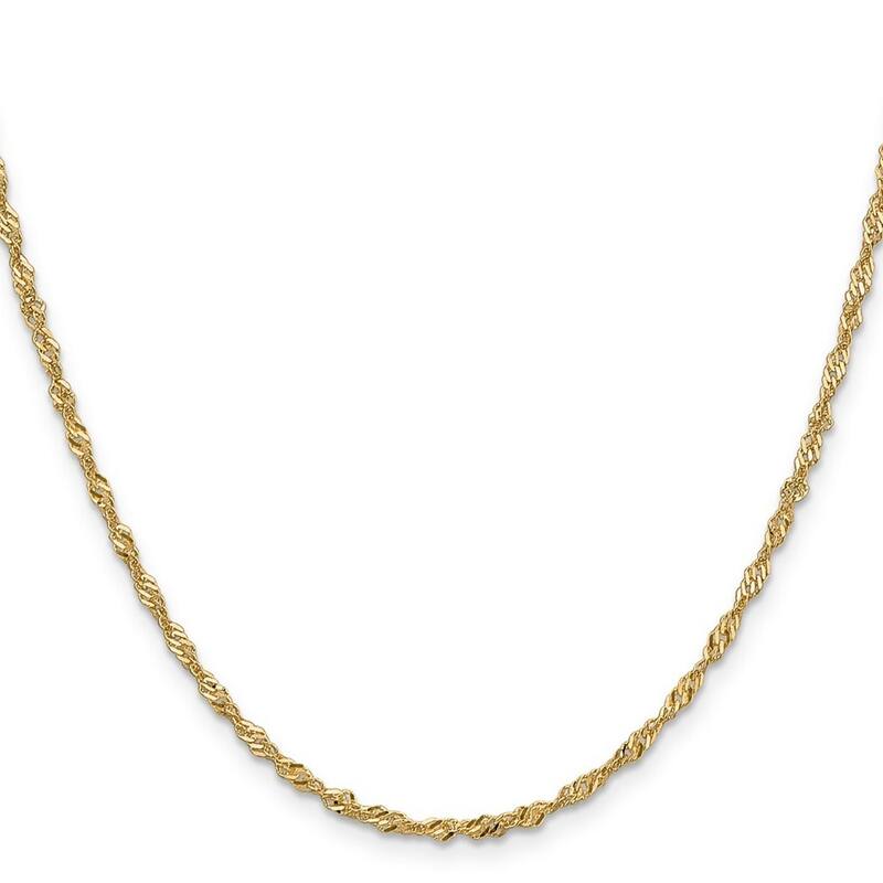 Curata 14k Yellow Gold Solid 2.0mm Polished Singapore Chain Necklace (Lobster) Options: 16 18 20