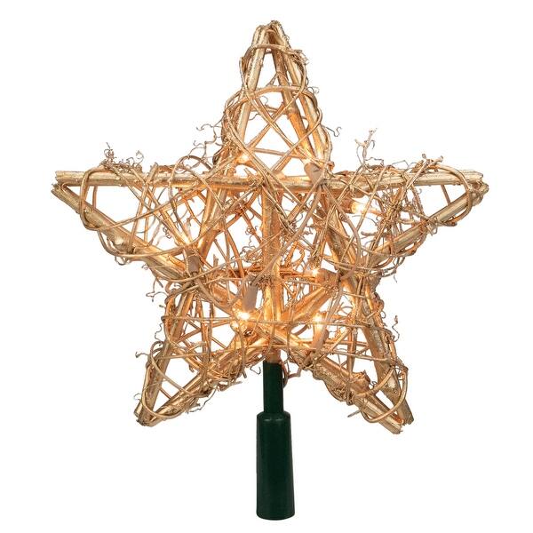 Shop 9 Gold Rattan 3d Star Christmas Tree Topper Clear Lights
