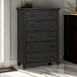 Galle 58 Inch Tall Dresser Chest with 5 Drawers, Metal Handles, Gray ...