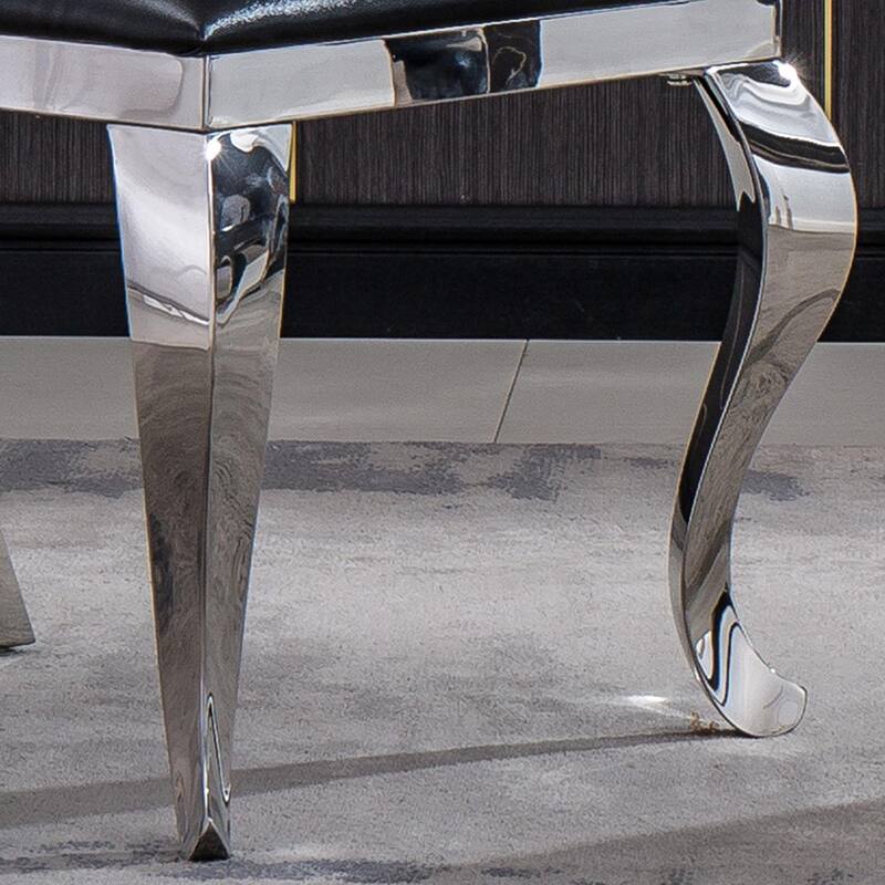 Set of 2 Unique Design Backrest Dining Chair with Stainless Steel Legs