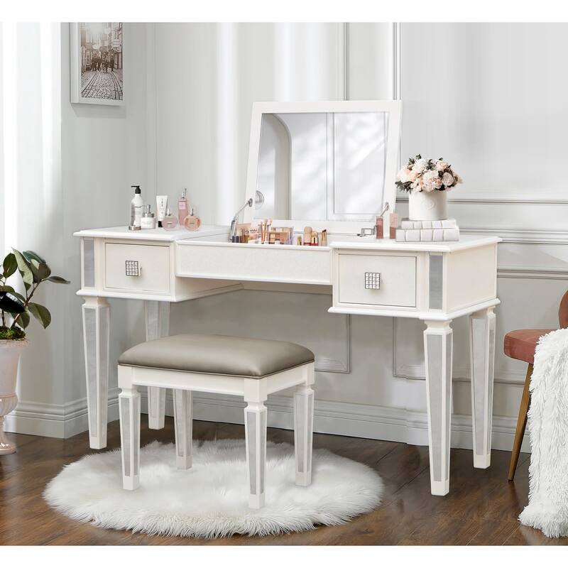 Mirrored Vanities Desk with Drawers