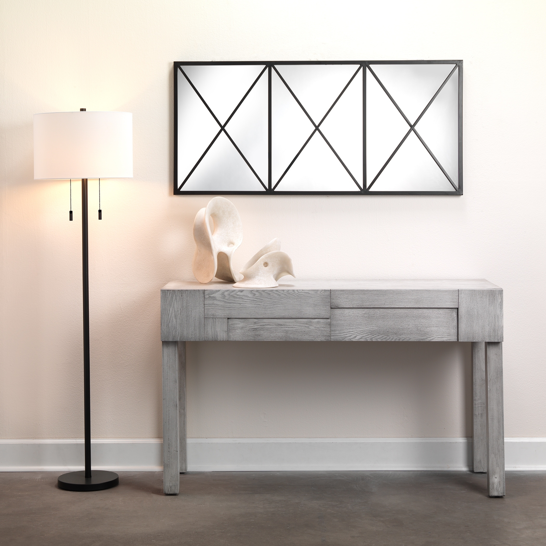 Alden Decor Anders 2-Light Metal Floor Lamp, Black