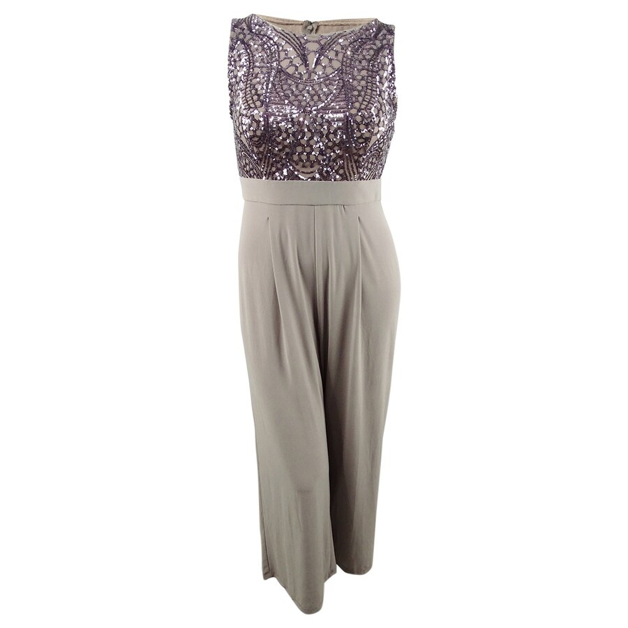 r & m richards petite illusion ruffle jumpsuit