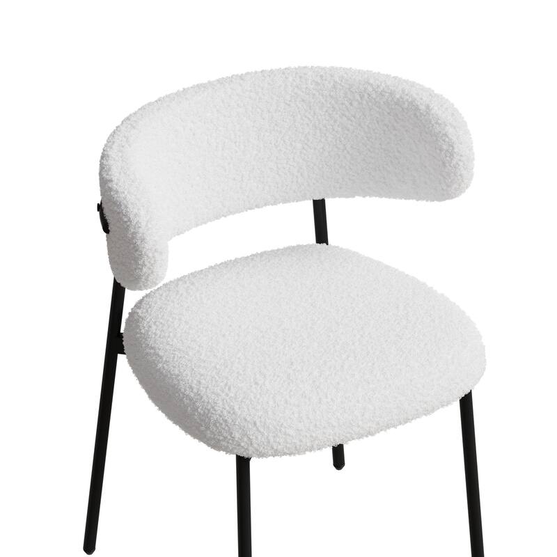 Modern Teddy Velvet 2 Piece Kitchen Dining Chair with Upholstered, Metal Legs for Dining Room Living Room Bedroom, White