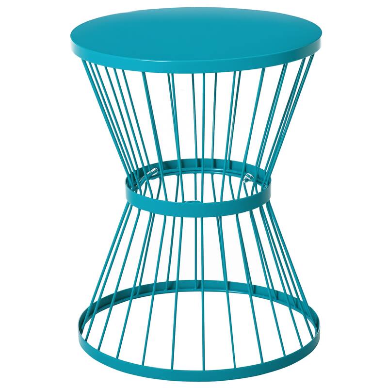 Outsunny 16" Steel Patio End Table, Side Table with Hourglass Design, Accent Table for Outdoor and Indoor Use