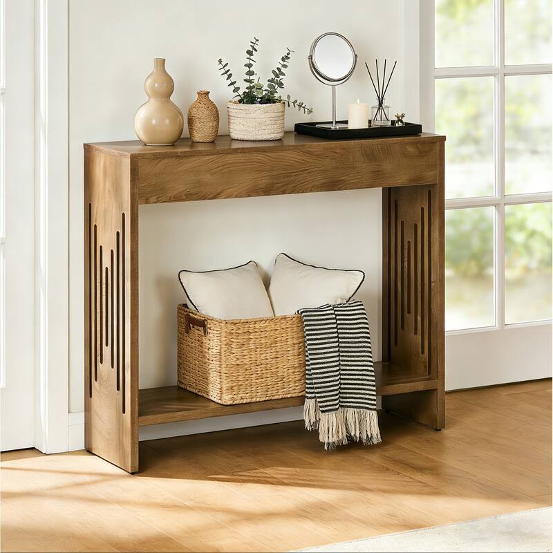 41.3-Inch Console Table Behind Couch, 2-Tier Farmhouse Sofa Table