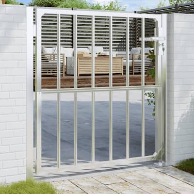 vidaXL Garden Gate Locking Fence Entrance Barrier Patio Lawn Stainless Steel