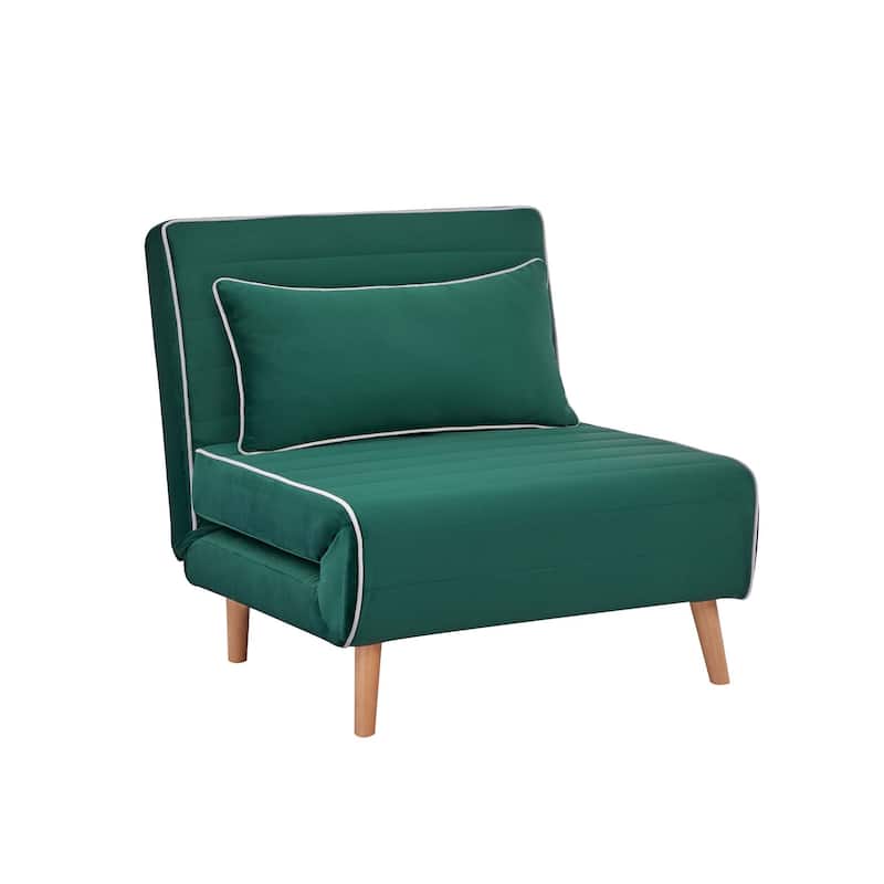 CANON Modern Velvet Foldable Sofa Bed with Piping Design - 3-Position Adjustable Backrest