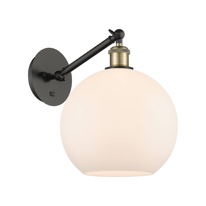 Innovations Lighting Endless Possibilities Ballston - Athens - 1 Light 10" Adjustable Sconce - Arm Adjusts Up and Down - Black Antique Brass/Matte White