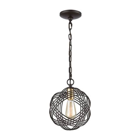Concentric 1-Light Mini Pendant in Oil Rubbed Bronze with Clear Crystal Beads