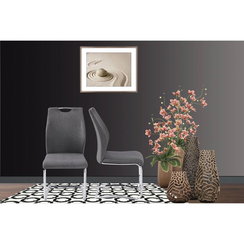 Upholstery Fabric Chrome Dining Chair, Set of 2 - Dark Gray