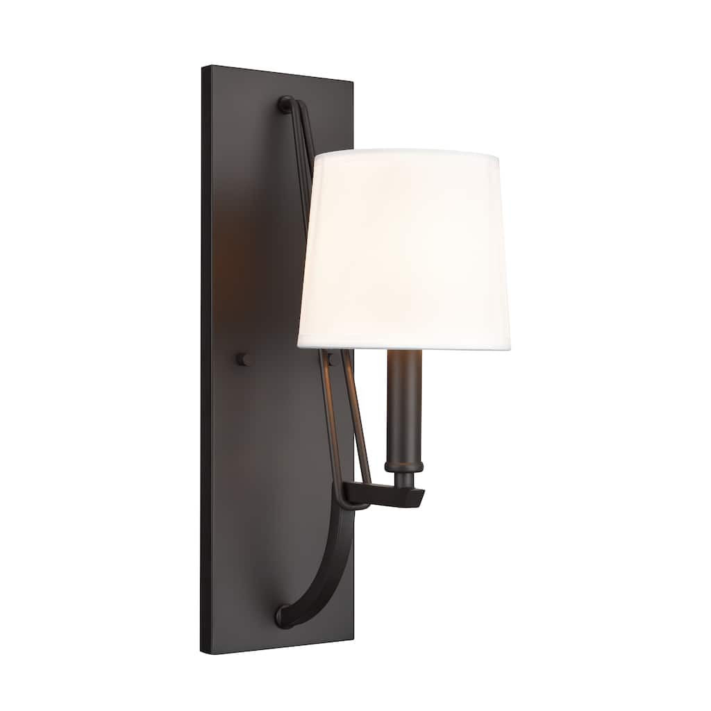 Elk Home Robinson Matte Black With Off White Round Fabric Shade Sconce