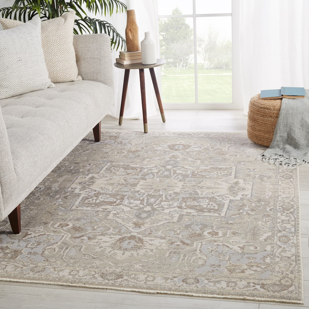 Chanton Medallion Gray/ Cream Area Rug